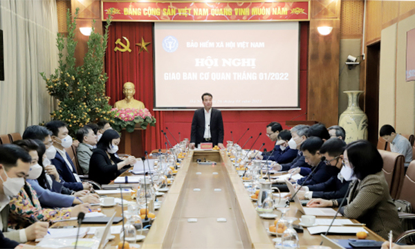 Tổng Giám đốc BHXH Việt Nam Nguyễn Thế Mạnh chủ trì Hội nghị giao ban cơ quan BHXH Việt Nam tháng 1/2022 về triển khai một số nhiệm vụ trước, trong và sau Tết Nguyên đán Nhâm Dần (ngày 26/1/2022)