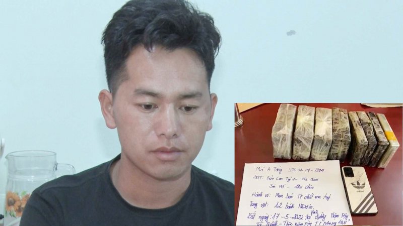 Đối tượng và tang vật bị thu giữ.
