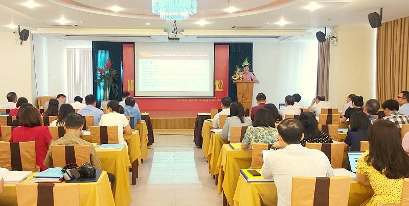 Quang cảnh hội nghị tập huấn nghiệp vụ công tác xây dựng Đảng năm 2022.