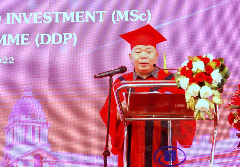 PGS.,TS. Nguyễn Trọng Cơ - Giám đốc Học viện Tài chính phát biểu tại buổi lễ.