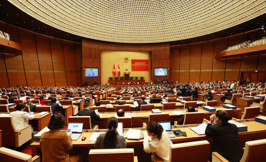 Quang cảnh Hội nghị tại điểm cầu tại Hội trường Diên Hồng (Tòa Nhà Quốc hội, Thủ đô Hà Nội).