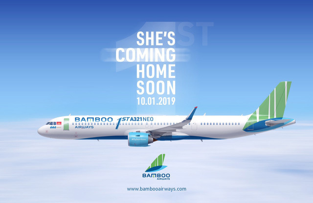 Dòng máy bay thân rộng Airbus A321 Neo của Hãng hàng không Bamboo Airways.