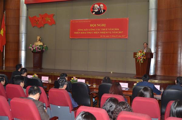 Toàn cảnh Hội nghị tổng kết công tác thuế năm 2016, triển khai thực hiện nhiệm vụ năm 2017 của Cục Thuế TP. Hà Nội.