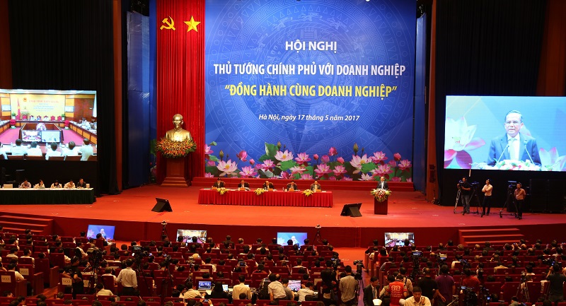 Quang cảnh Hội nghị Thủ tướng với DN năm 2017 với chủ đề đồng hành cùng DN, ngày 17/5/2017.