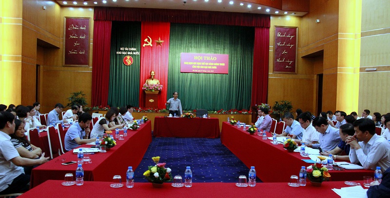 Toàn cảnh Hội thảo Nghị định quy định thủ tục hành chính thuộc lĩnh vực Kho bạc Nhà nước.