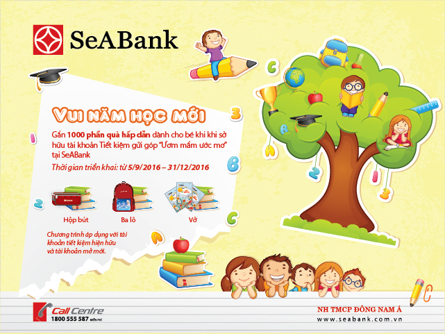 "Vui năm học mới" với nhiều quà hấp dẫn từ Seabank.