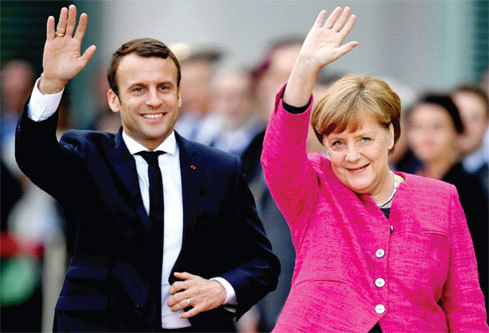 Tổng thống Pháp Macron và Thủ tướng Đức Merkel trong cuộc gặp mới đây. Nguồn: Internet