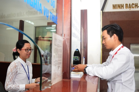 Bộ phận "một cửa" Cục Thuế Bà Rịa - Vũng Tàu. Ảnh: Hùng Hiệp.