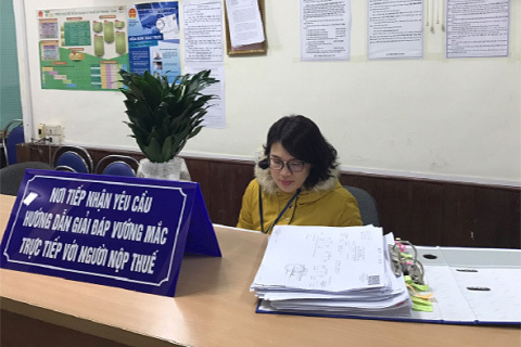 Bộ phận một cửa Cục Thuế Lạng Sơn. Ảnh: Thùy Linh