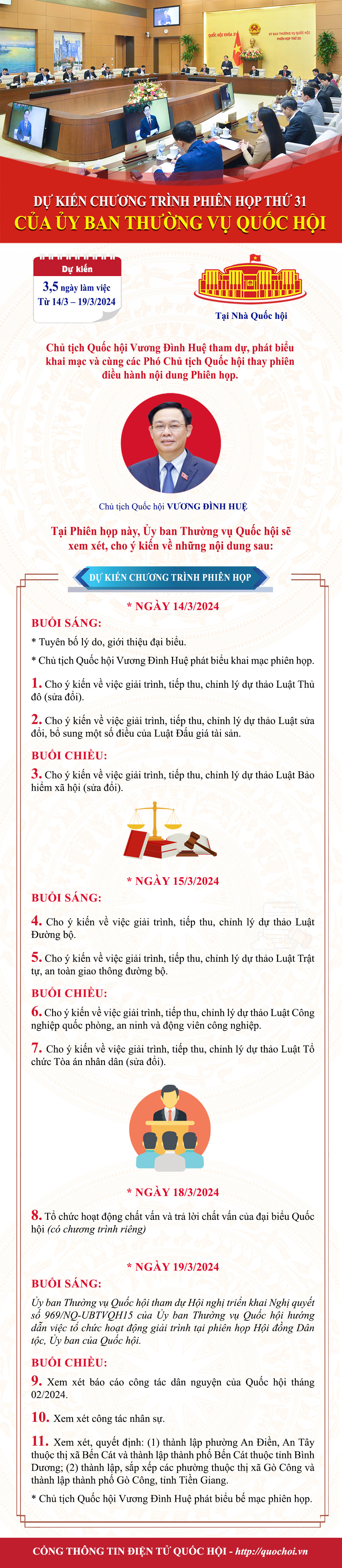 Dự kiến chương trình Phiên họp thứ 31 của Ủy ban Thường vụ Quốc hội - Ảnh 1